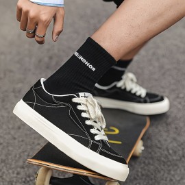 Street Style Skateboard Shoes - Ultra-Low Profile, Super Comfy, Grippy Non-Slip Rubber Outsole, Lace-Up Closure - Perfect for Active Mens Outdoor Adventures, Canvas Material for Durability