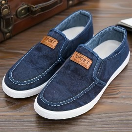 Comfy Canvas Slip-On Sneakers - Breathable, Elastic Band Closure, Soft Fabric Insole, Rubber Sole - Perfect for Walking, Casual Wear