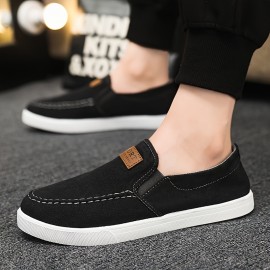 Comfy Canvas Slip-On Sneakers - Breathable, Elastic Band Closure, Soft Fabric Insole, Rubber Sole - Perfect for Walking, Casual Wear