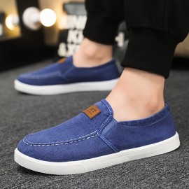 Comfy Canvas Slip-On Sneakers - Breathable, Elastic Band Closure, Soft Fabric Insole, Rubber Sole - Perfect for Walking, Casual Wear