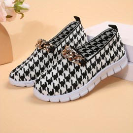 Fashionable Women's Sneakers - Mesh Comfort, Anti-Slip Sole with Chic Metal Chain Detail, Casual and Sporty