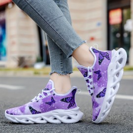 Breathable Butterfly Print Sneakers - Lightweight, Wear-Resistant, Non-Slip, All-Season Shoes for Casual Running and Outdoor Activities - Net Upper, EVA Insole, MD Sole, Fabric Lining