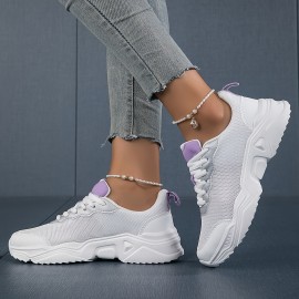 Women's Breathable Solid Color Simple Casual Outdoor Sneakers, Chunky Dad Shoes