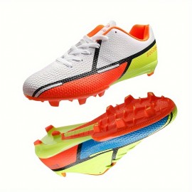 All-Season Lightweight Turf Soccer Shoes - Breathable Fabric Upper, Non-Slip TPU Sole, EVA Insole, Color Blocking Design - Professional Training Cleats for Men and Women