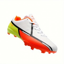 All-Season Lightweight Turf Soccer Shoes - Breathable Fabric Upper, Non-Slip TPU Sole, EVA Insole, Color Blocking Design - Professional Training Cleats for Men and Women