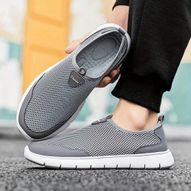 Unisex Casual Slip-On Sport Walking Shoes, Breathable Mesh, Lightweight Sneakers, Comfortable Outdoor Footwear