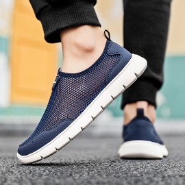 Unisex Casual Slip-On Sport Walking Shoes, Breathable Mesh, Lightweight Sneakers, Comfortable Outdoor Footwear