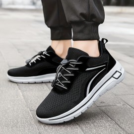 Men's Trendy Striped Breathable Sneakers Slip On With Adjustable Buckle Non Slip All Seasons Outdoor Running Training Camping