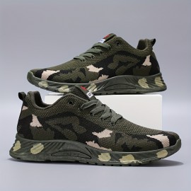 Camouflage Running Shoes for Men - Comfy, Breathable, and Wear-Resistant Sneakers with Shock Absorption for Outdoor Activities