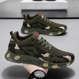 Camouflage Running Shoes for Men - Comfy, Breathable, and Wear-Resistant Sneakers with Shock Absorption for Outdoor Activities