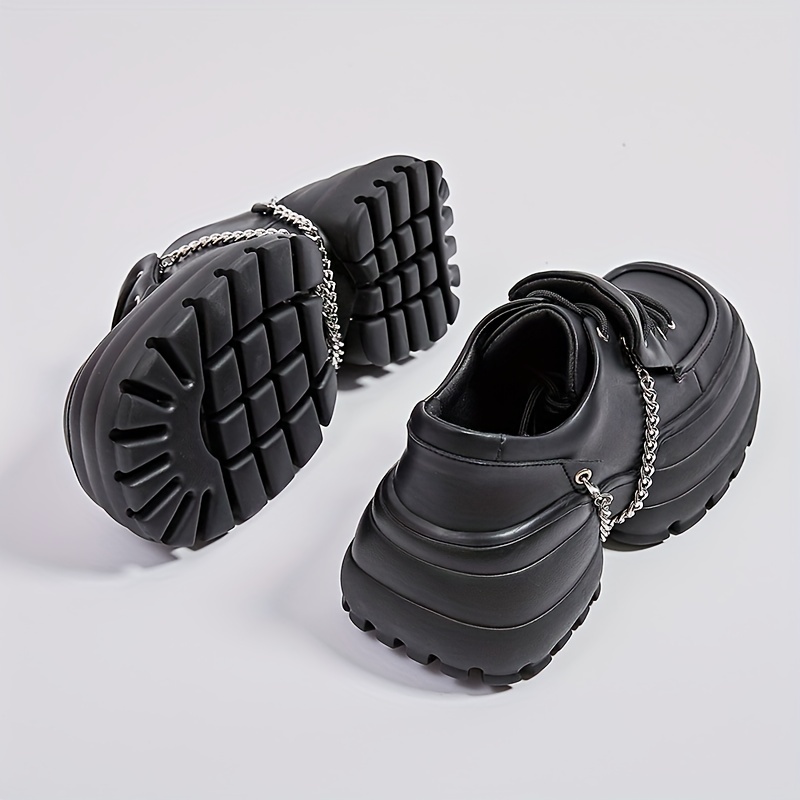 women s chain decor round toe versatile platform sneakers details 7