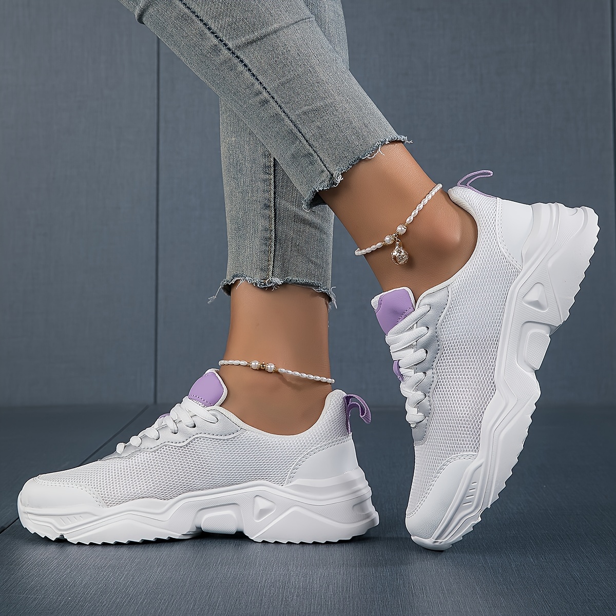 casual outdoor sneakers women s breathable solid color details 1