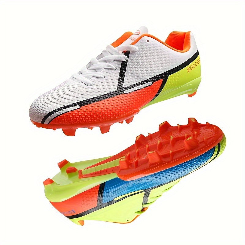 stylish color blocking non slip professional training soccer spikes cleats lightweight turf soccer shoes details 0