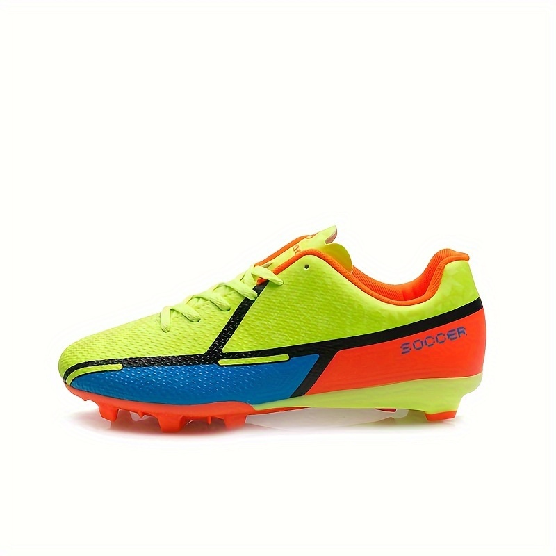 stylish color blocking non slip professional training soccer spikes cleats lightweight turf soccer shoes details 5