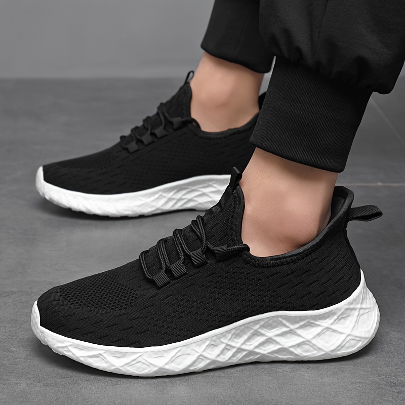 mens solid slip on breathable foam sole sneakers shock absorption comfy outdoor jogging shoes details 1