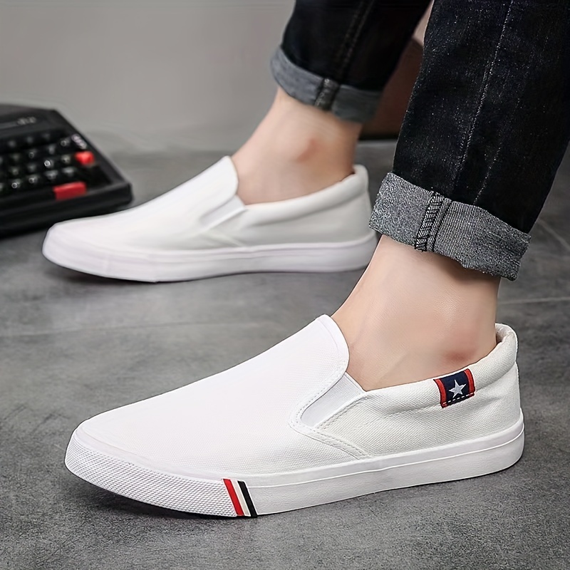 Mens Solid Color Slip On Canvas Walking Shoes Comfy Non Slip Rubber Sole Durable Shoes For Mens Outdoor Activities Free Shipping On Items Shipped From Temu Temu details 1