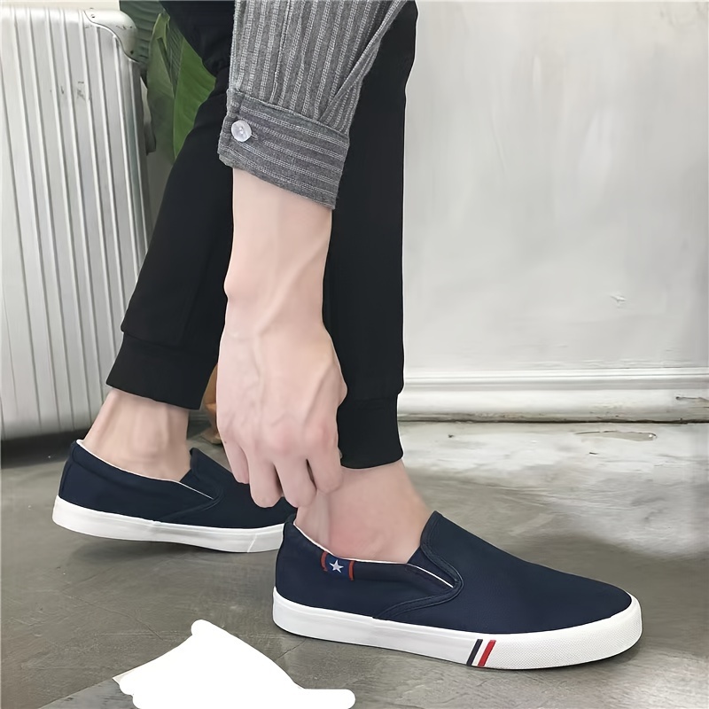 Mens Solid Color Slip On Canvas Walking Shoes Comfy Non Slip Rubber Sole Durable Shoes For Mens Outdoor Activities Free Shipping On Items Shipped From Temu Temu details 3