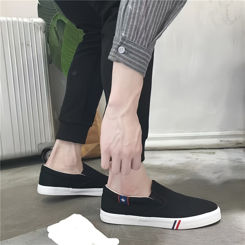 Mens Solid Color Slip On Canvas Walking Shoes Comfy Non Slip Rubber Sole Durable Shoes For Mens Outdoor Activities Free Shipping On Items Shipped From Temu Temu details 4