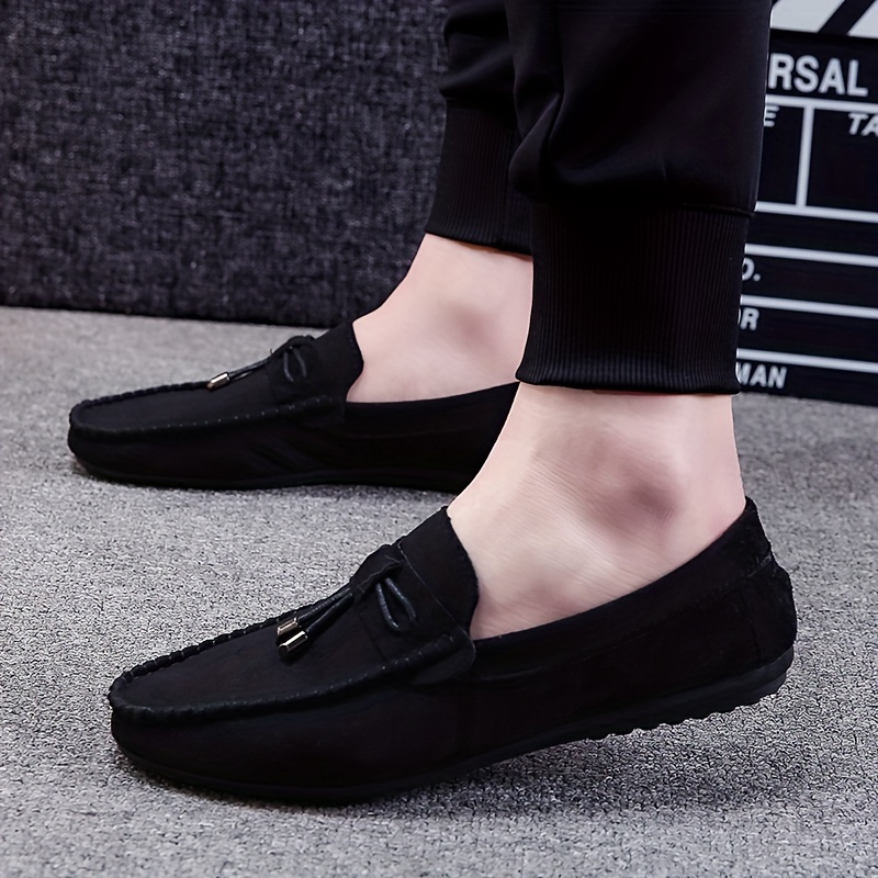 Mens Solid Color Slip On Tassel Loafer Shoes Comfy Non Slip Casual Durable Rubber Sole Lightweight Walking Shoes Mens Footwear Men s Shoes Temu details 0