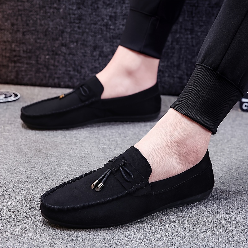 Mens Solid Color Slip On Tassel Loafer Shoes Comfy Non Slip Casual Durable Rubber Sole Lightweight Walking Shoes Mens Footwear Men s Shoes Temu details 2