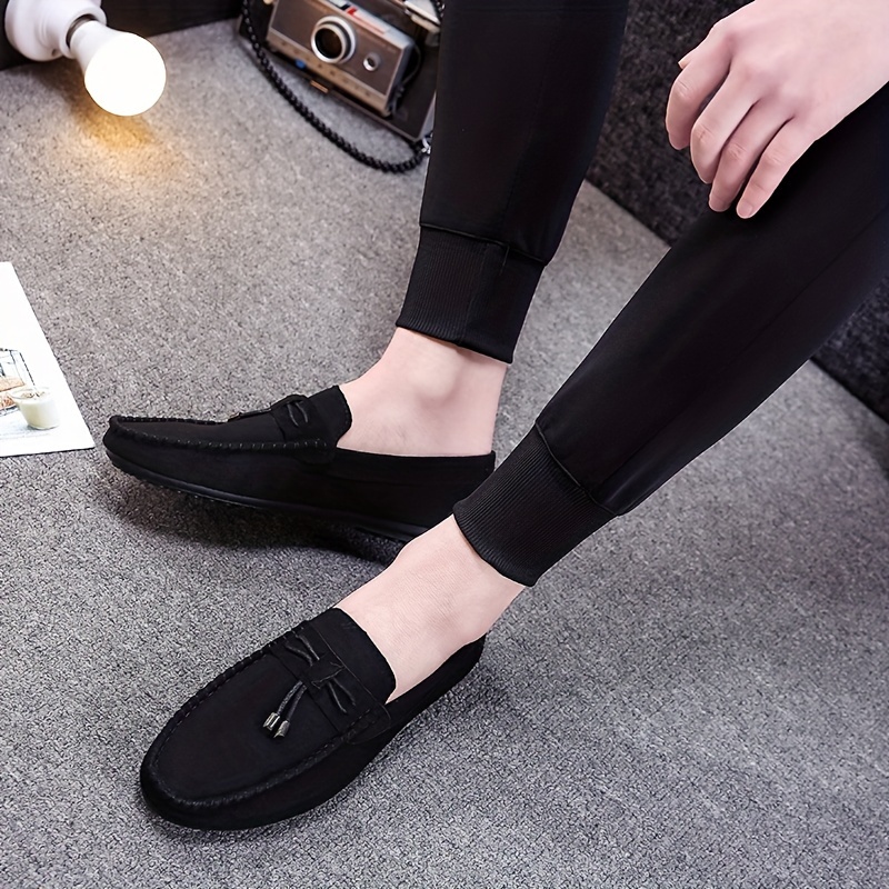 Mens Solid Color Slip On Tassel Loafer Shoes Comfy Non Slip Casual Durable Rubber Sole Lightweight Walking Shoes Mens Footwear Men s Shoes Temu details 3