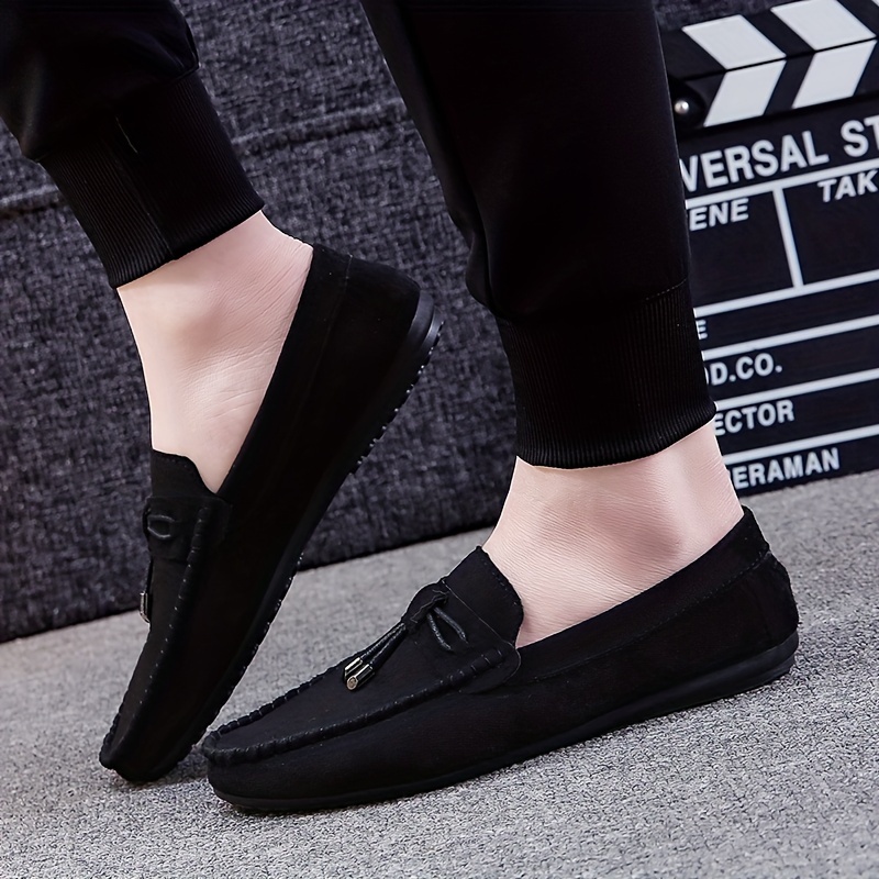 Mens Solid Color Slip On Tassel Loafer Shoes Comfy Non Slip Casual Durable Rubber Sole Lightweight Walking Shoes Mens Footwear Men s Shoes Temu details 4