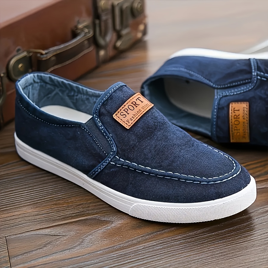 Mens Solid Color Breathable Slip On Canvas Loafer Shoes Comfy Non Slip Rubber Sole Durable Walking Shoes Mens Footwear Check Out Today s Deals Now Temu details 1