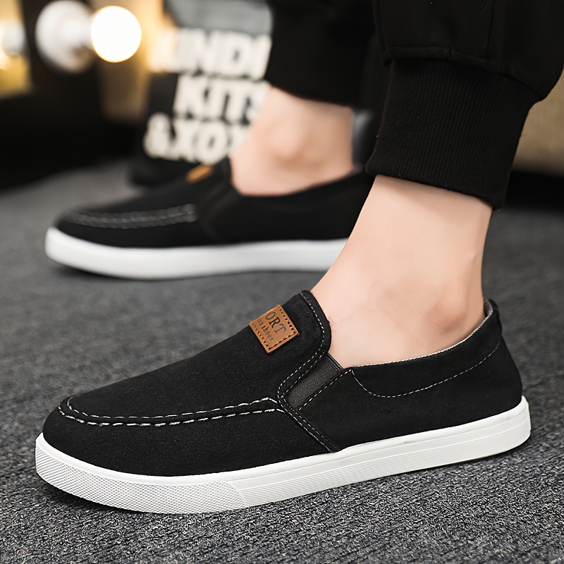 Mens Solid Color Breathable Slip On Canvas Loafer Shoes Comfy Non Slip Rubber Sole Durable Walking Shoes Mens Footwear Check Out Today s Deals Now Temu details 2