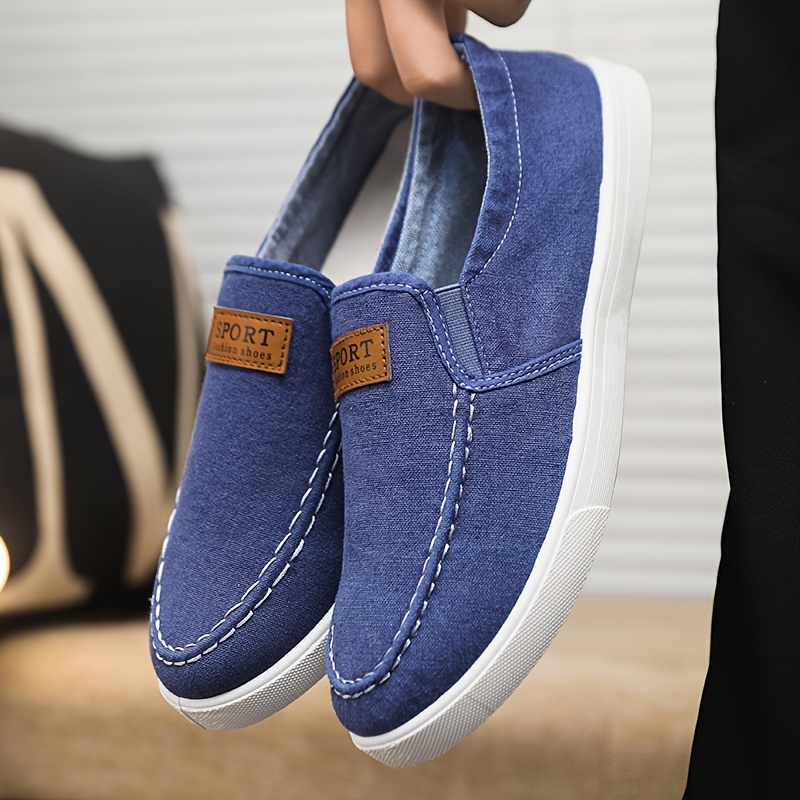 Mens Solid Color Breathable Slip On Canvas Loafer Shoes Comfy Non Slip Rubber Sole Durable Walking Shoes Mens Footwear Check Out Today s Deals Now Temu details 5