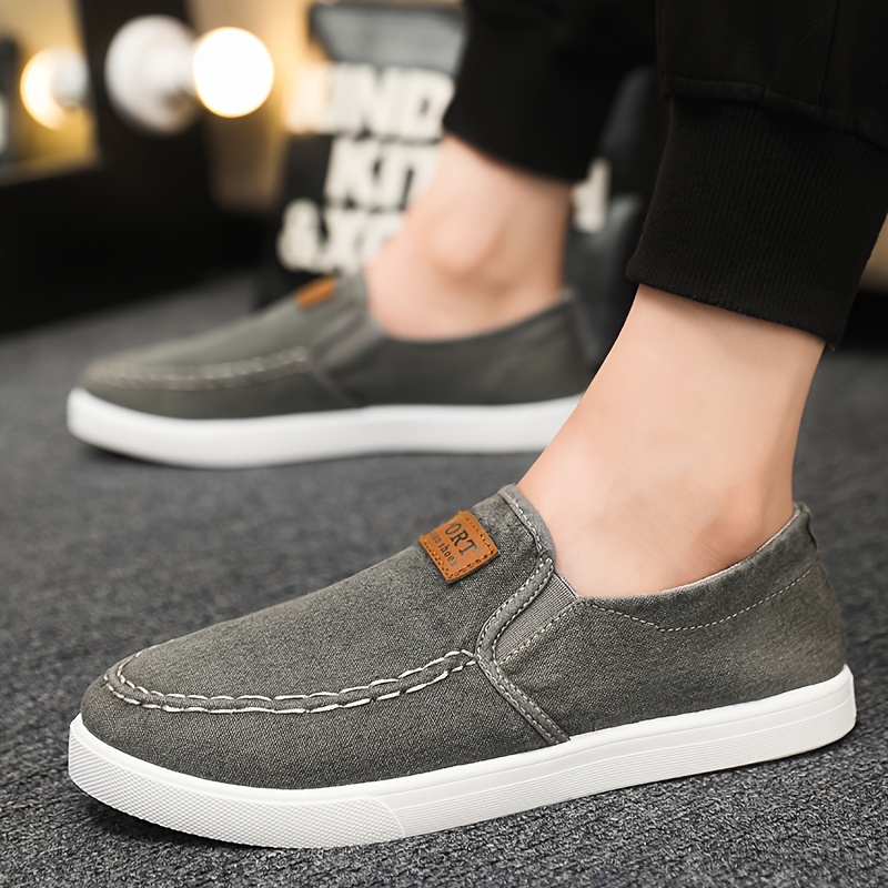 Mens Solid Color Breathable Slip On Canvas Loafer Shoes Comfy Non Slip Rubber Sole Durable Walking Shoes Mens Footwear Check Out Today s Deals Now Temu details 6