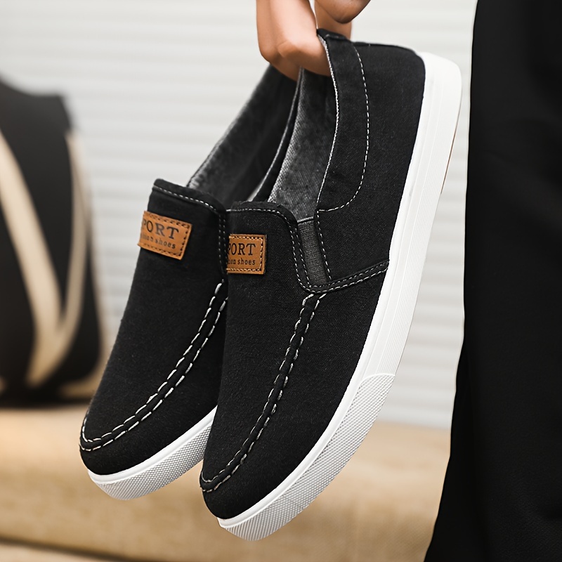 Mens Solid Color Breathable Slip On Canvas Loafer Shoes Comfy Non Slip Rubber Sole Durable Walking Shoes Mens Footwear Check Out Today s Deals Now Temu details 7