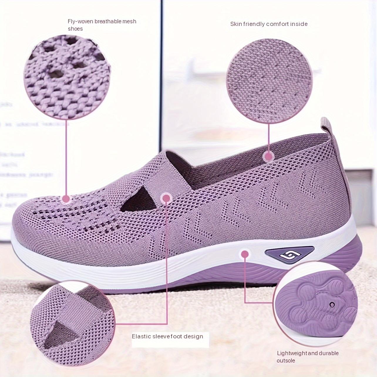 casual mesh shoes women s breathable comfort slip details 5