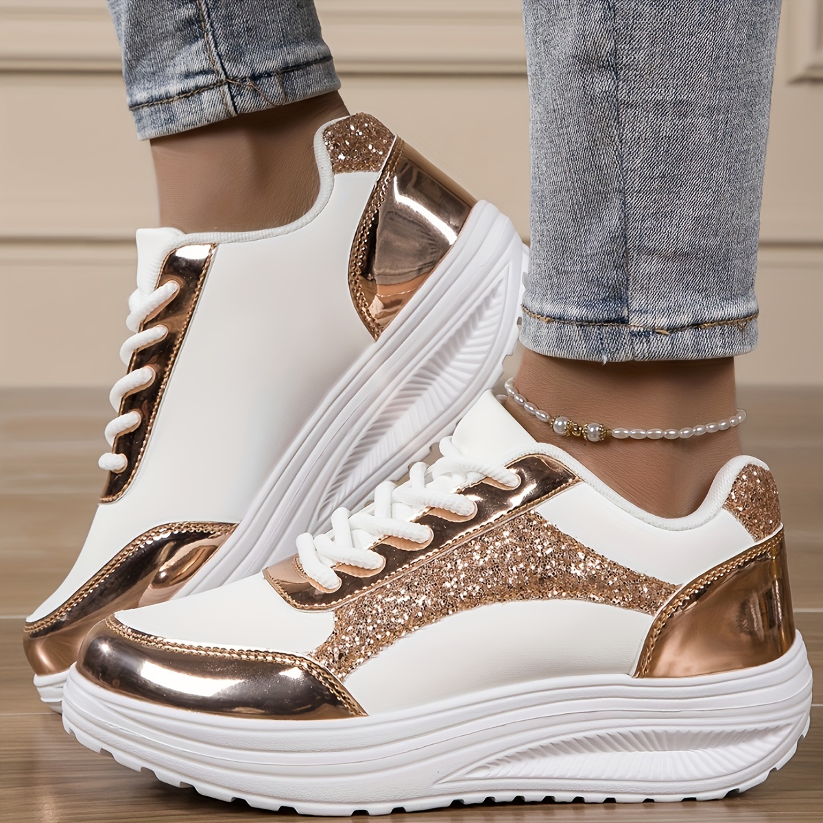 new sneakers sequin thick sole lightweight women s shoes details 5