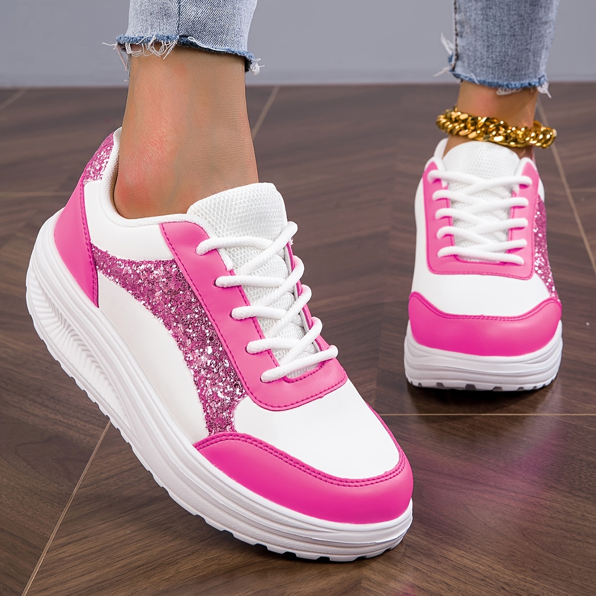 new sneakers sequin thick sole lightweight women s shoes details 8