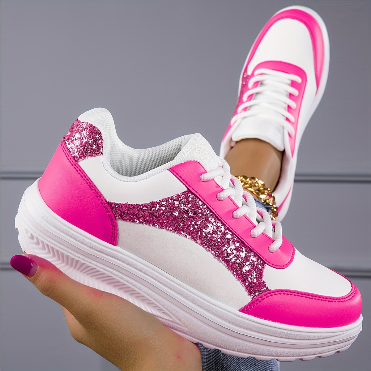 new sneakers sequin thick sole lightweight women s shoes details 9