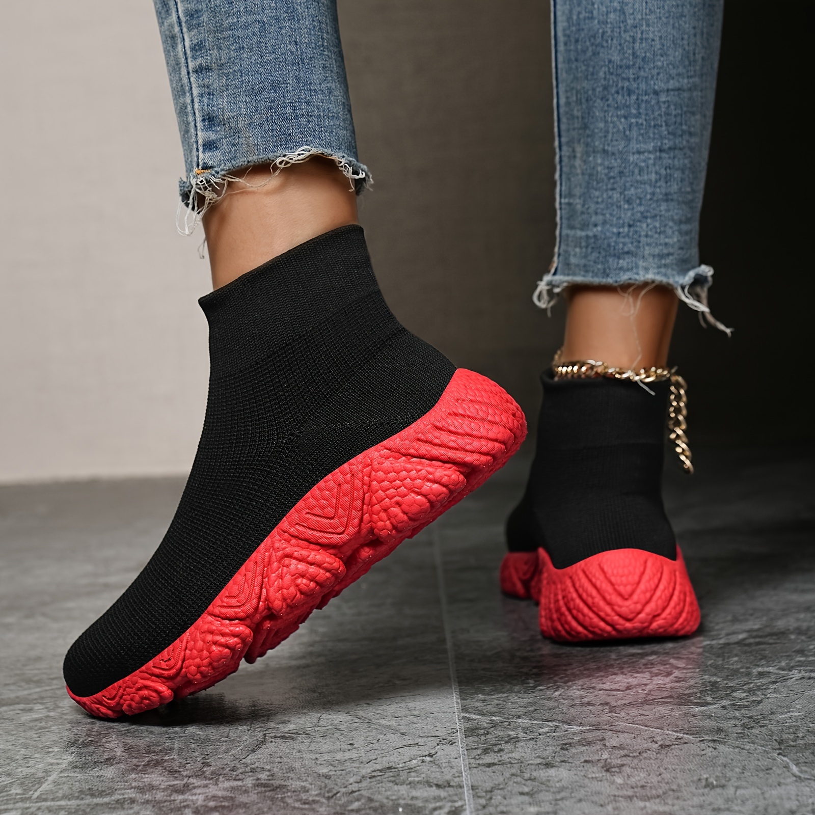 high top flying woven shoes trendy color block mesh details 4