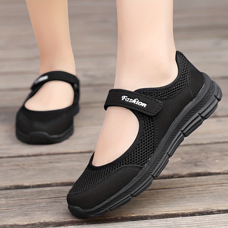 Breathable Backless Walking Shoes Women Hook Loop Fastener details 1