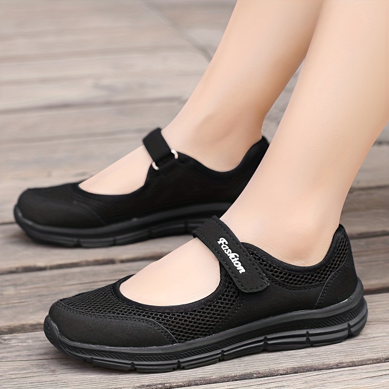 Breathable Backless Walking Shoes Women Hook Loop Fastener details 2