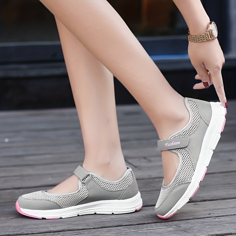 Breathable Backless Walking Shoes Women Hook Loop Fastener details 3