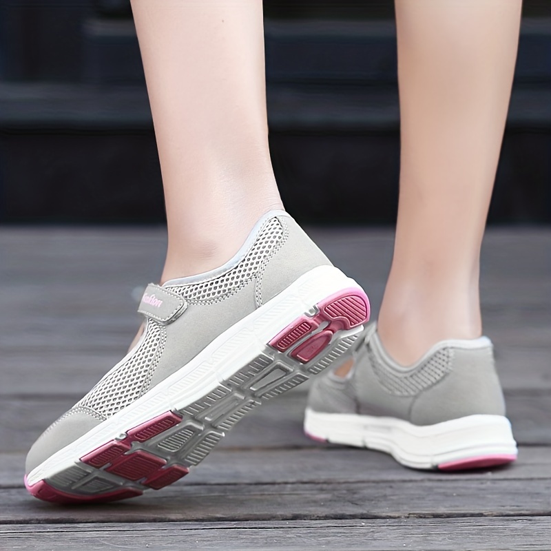 Breathable Backless Walking Shoes Women Hook Loop Fastener details 6