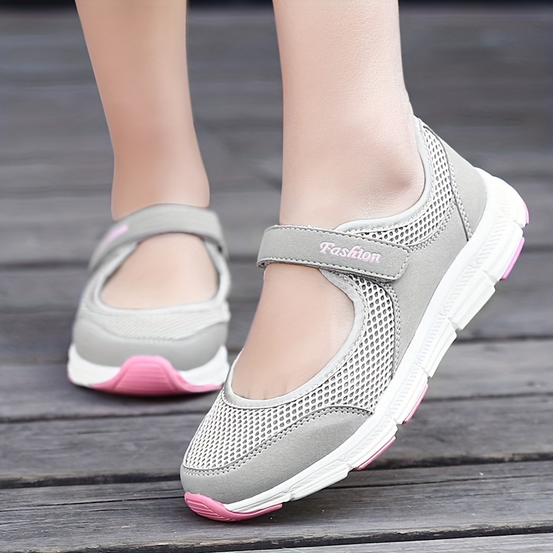 Breathable Backless Walking Shoes Women Hook Loop Fastener details 7