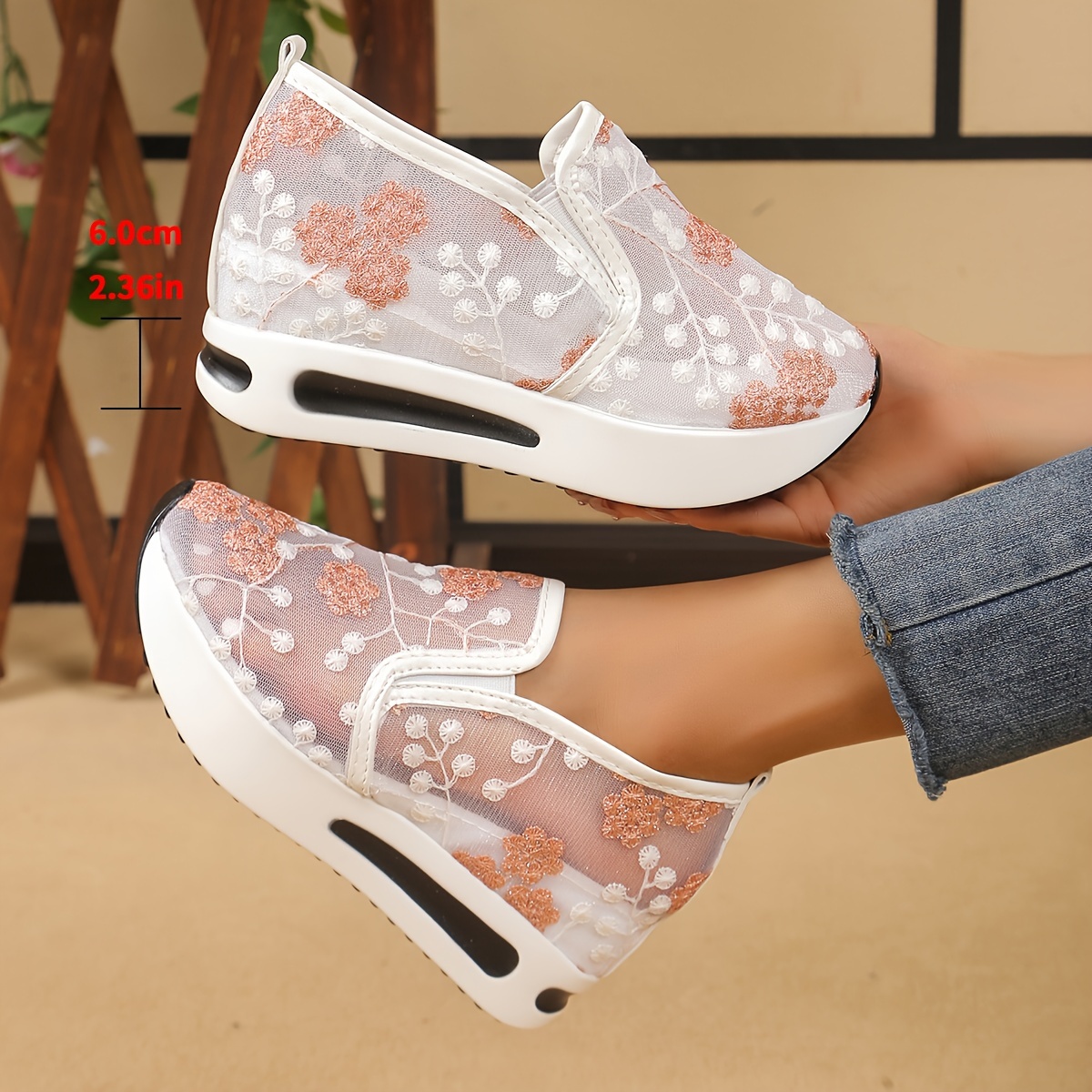 running shoes women s lace floral road breathable sneakers details 2