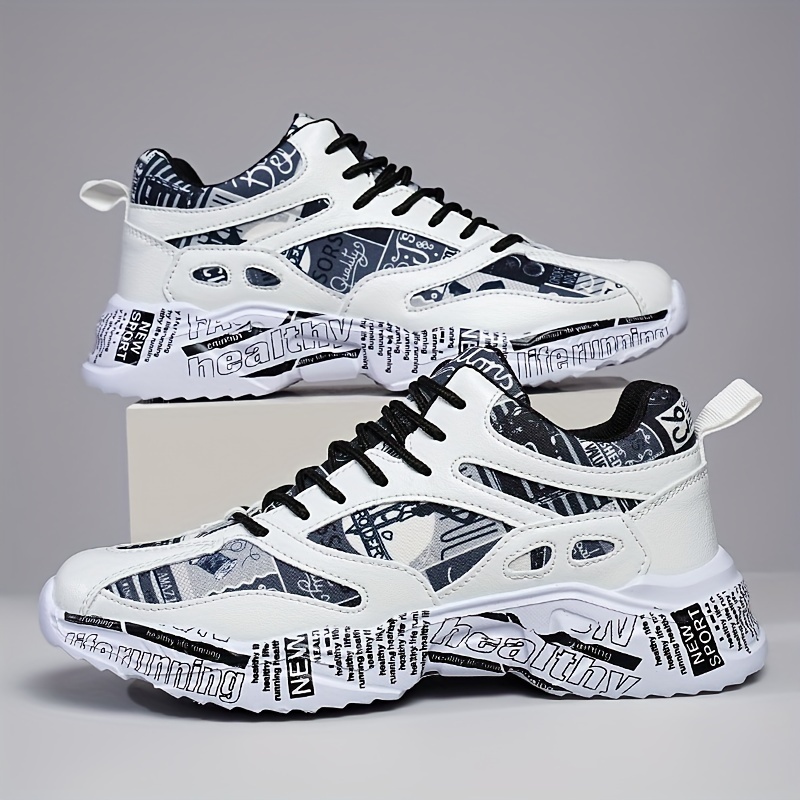 graffiti graphic chunky sneakers women s soft sole details 9